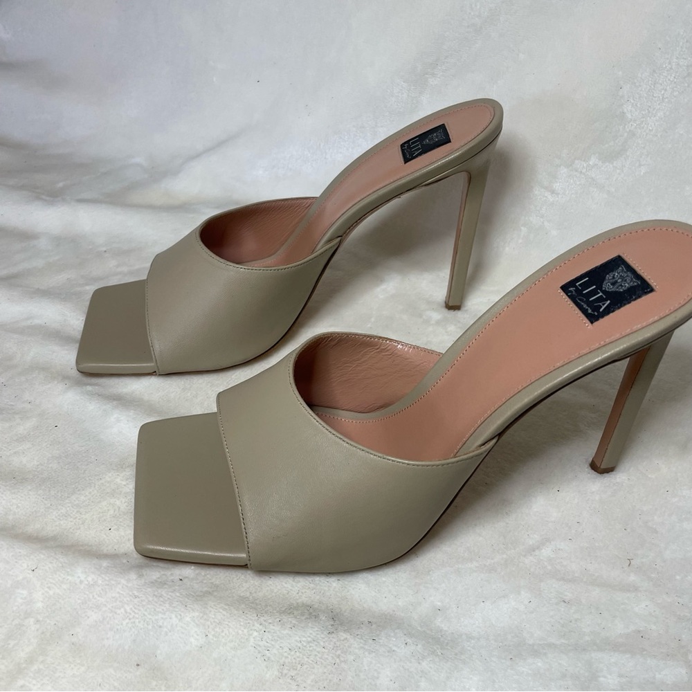 LITA BY CIARA SOLID SQUARE TOE SLIDE HEEL IN LEATHER‎ SIZE 42   11US  B 209 - Picture 13 of 14